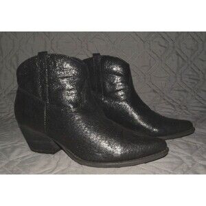 Reba Brazen Black Ankle Booties Womens Size 10 Western Cowboy Worn Once